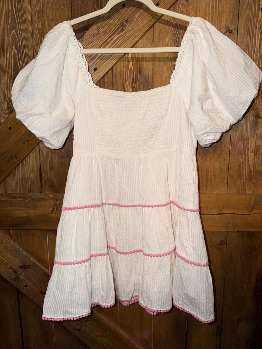 Altar'd State White Mini Dress with Pink Trim - Picture 11 of 11